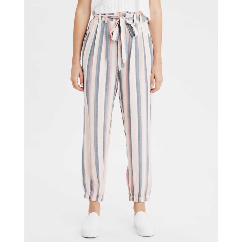 American Eagle Outfitters Striped Belted Casual Jogger Pants Womens Size M